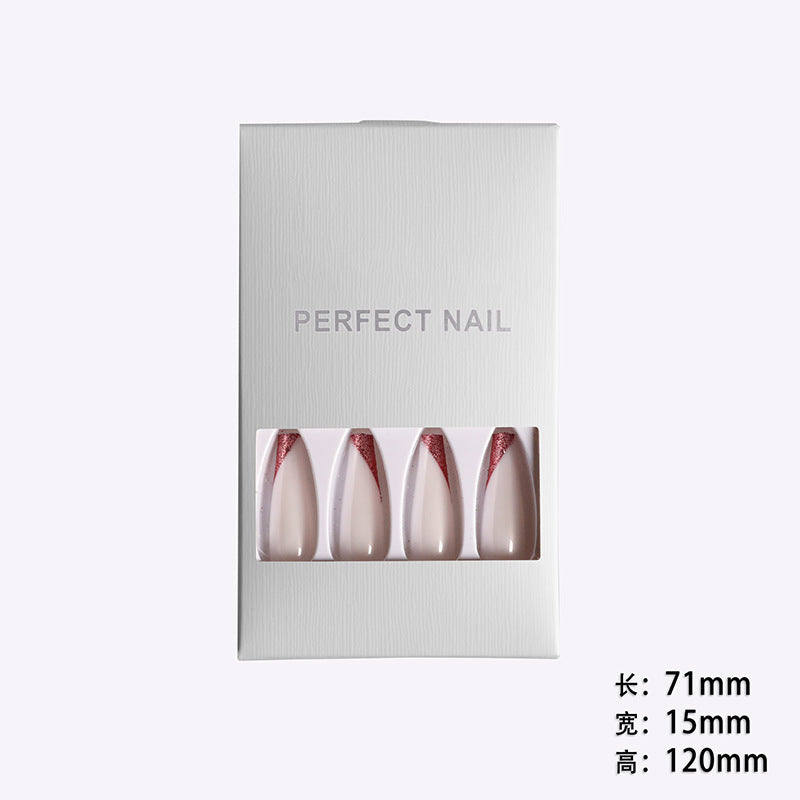 Rose Gold & Beveled Edge French Manicure Fake Nails